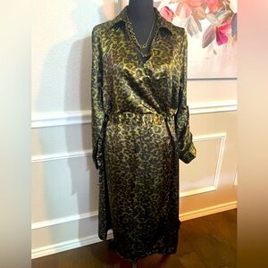 Bob Mackie Boutique Animal Print Dress || Size L || Olive, Black, Brown